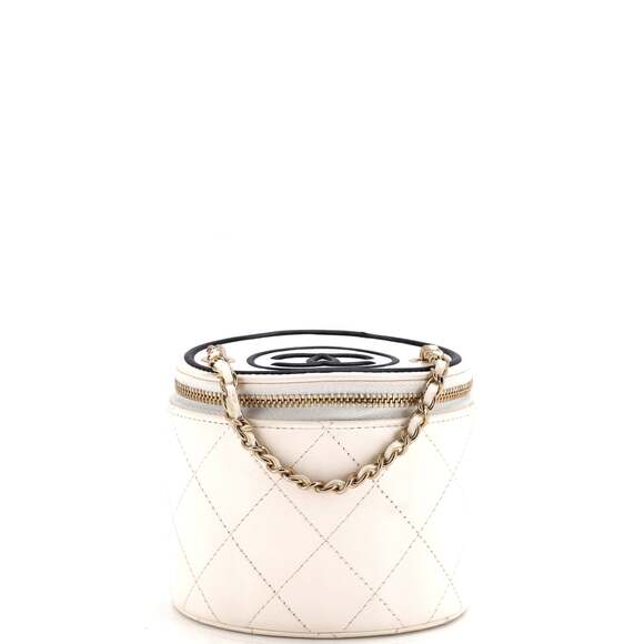 Chanel Cc Round Vanity Case With Chain #184793C18B - Picture 1 of 7